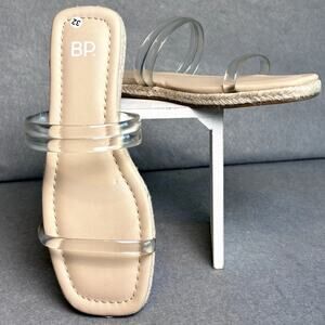 BP Viola Clear Straps Jelly Picnic Beach Jute Slip On Sandals SZ 7